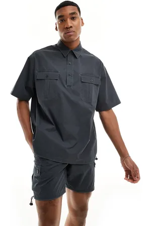 ASOS Co-ord overhead shirt with cargo pockets in charcoal