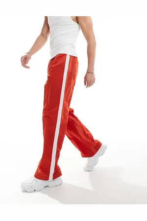ASOS Wide nylon trousers in with white side panel