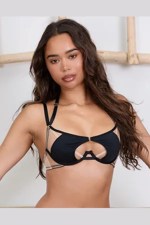 Wolf & Whistle X Michelle Domingos illusion net and micro cut out bra in