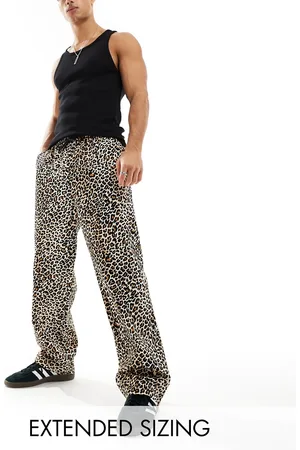 ASOS Wide trouser in leopard print with elasticated waist