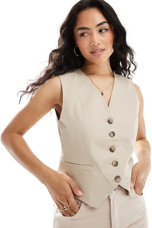 SELECTED Femme linen touch waist coat in beige