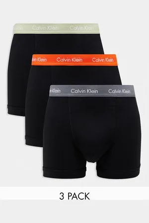 Calvin Klein Cotton stretch trunks 3 pack in with coloured waistband