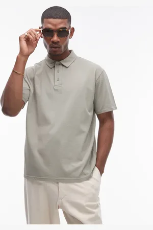 Topman Oversized fit polo in washed khaki