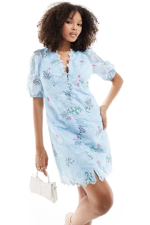 Y.A.S Y.A.S embroidered organza button through mini dress in