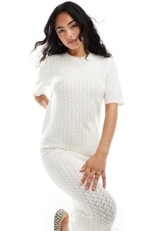SELECTED Femme knitted crochet maxi dress in beige