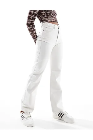 Weekday Rowe extra high waist regular fit straight leg jeans in off