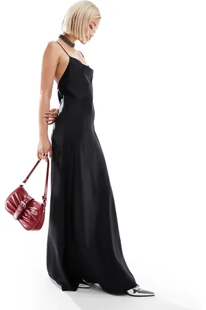 Weekday Lava satin midi slip dress with seam detail in