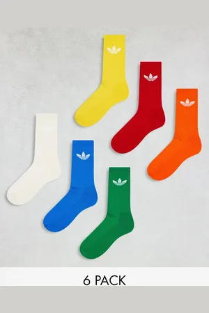 adidas 6 pack trefoil socks in rainbow