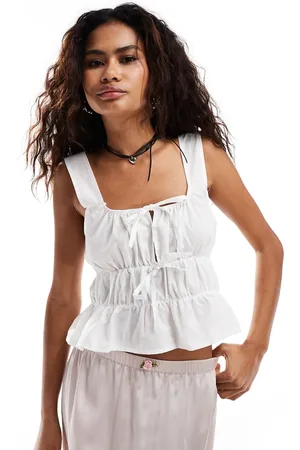 Reclaimed Gathered tie front top in