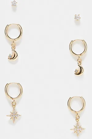 Reclaimed Earrings multipack with moon and star