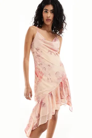 Miss Selfridge Occasion chiffon asym mini dress in vintage inspired floral