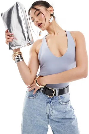 ASOS Second skin twist back v neck bodysuit in dusky