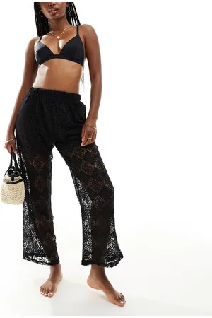 JDY Crochet wide leg trouser with short inscert in