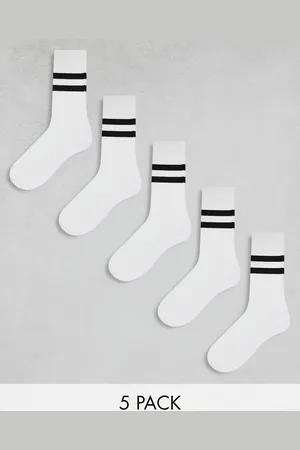 ASOS 5 pack sport socks in with black stripe