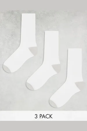 ASOS 3 pack sport socks in with grey heel and toe detail