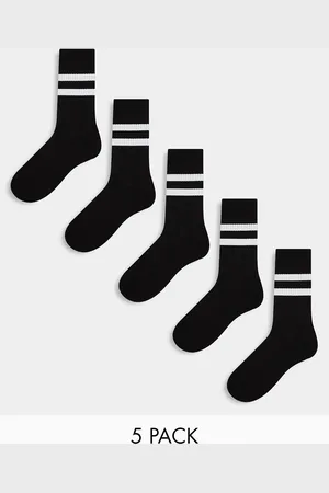 ASOS 5 pack sport socks in with white stripe