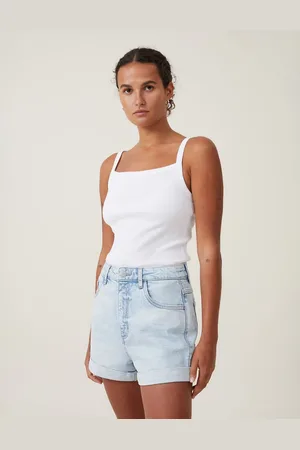 Cotton On High rise classic stretch denim short in air