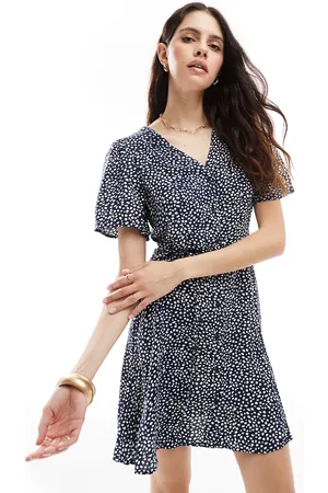 VERO MODA Button through mini skater dress in spot print