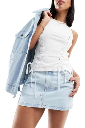 Dr Denim Tiggy low waist mini skirt in stream superlight retro wash