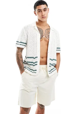 Abercrombie & Fitch Buttonthrough open stitch stripe knit polo in /green