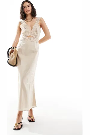 Never Fully Dressed Mimi cut-out linen lace midaxi dress in cream