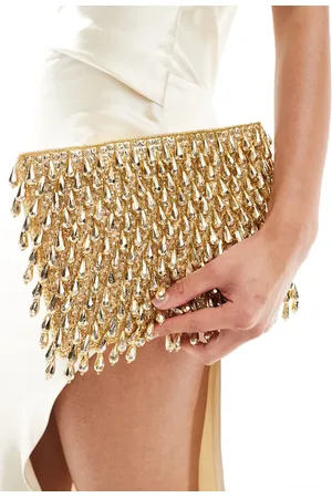 ASOS All over beaded zip top clutch bag in