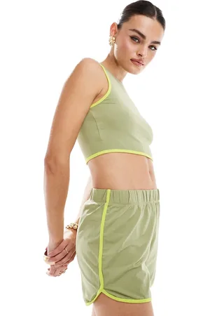 Noisy May High waisted contrast piping short co-ord in