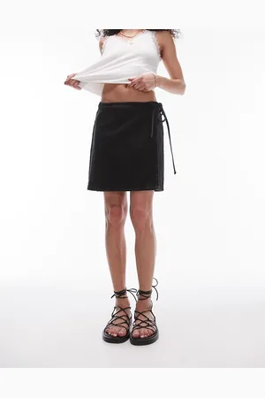 Topshop Denim wrap skirt in washed