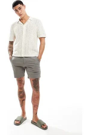 Abercrombie & Fitch Buttonthrough open stitch knit polo in cream