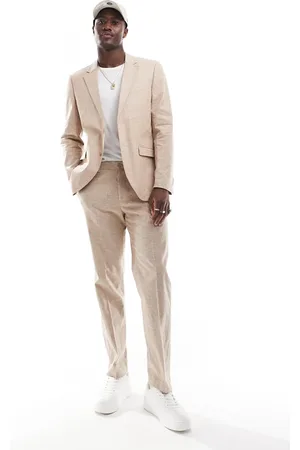 JACK & JONES Premium linen mix slim fit trouser in beige