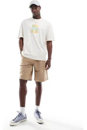 Only & Sons Loose fit pleated tailored short in beige