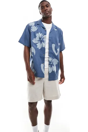 ASOS Relaxed revere shirt with hawaiian floral embroidery