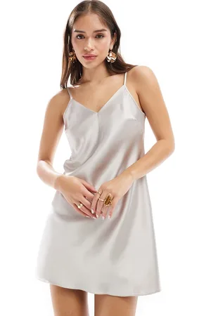 Miss Selfridge Satin swing mini slip dress in