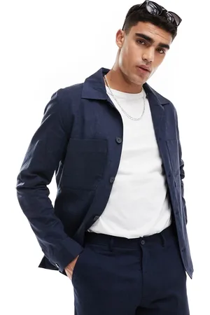 JACK & JONES Premium linen mix casual suit jacket in