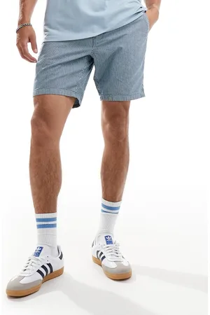Superdry Indigo bermuda shorts in washed indigo chalk stripe
