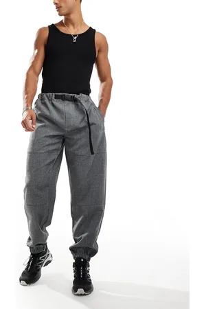 COLLUSION Pull on relaxed tailored trouser with adjustable waist in charcoal