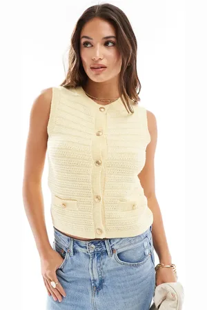 ASOS Knitted boucle waistcoat in lemon