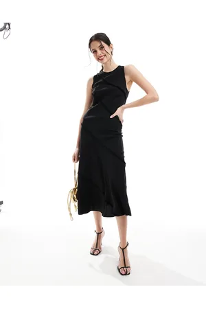 & OTHER STORIES Sleeveless midi dress with raw edge seams in