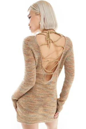 COLLUSION Space dye knitted dress with open back in