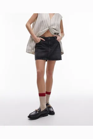 Topshop Denim mini pelmet skirt in washed