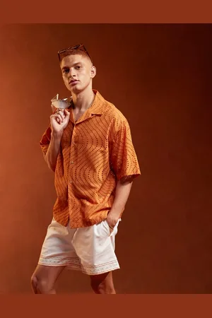 ASOS Boxy oversized revere shirt in wavy broderie