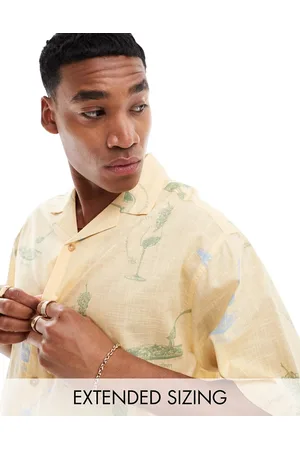 ASOS Oversized revere shirt with wine and pasta print