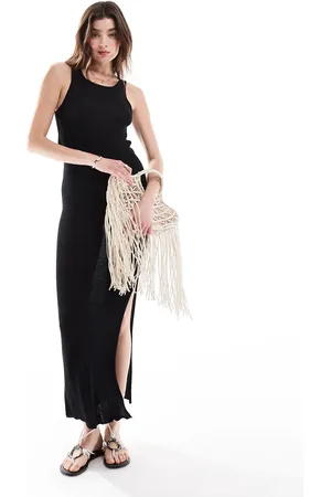ASOS Knitted sheer sleeveless midaxi dress with cut out and hardware detail in