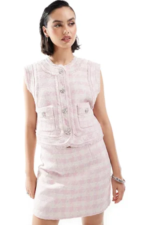 ASOS Boucle waistcoat with raw edge and sparkle detail in co-ord
