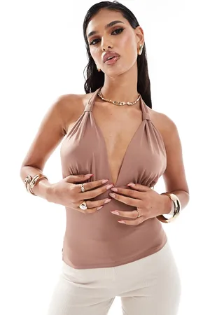 ASOS Plunge neck halter knot top in