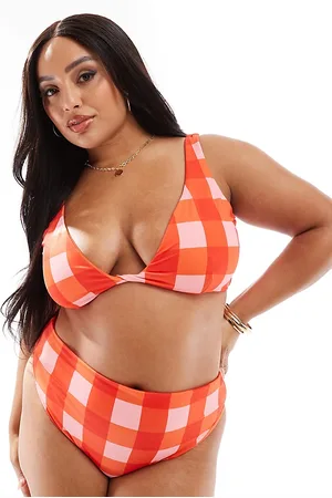 ASOS Curve Picnic twist front crop bikini top in gingham