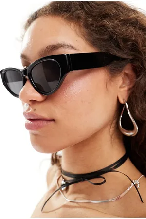 Monki Cat eye oval acetate sunglasses in
