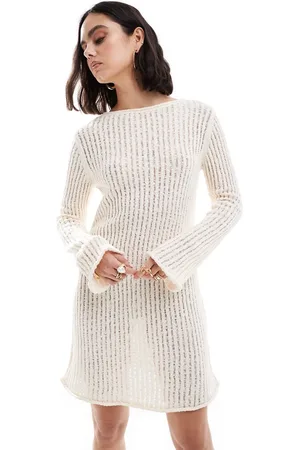 & OTHER STORIES Crochet knitted mini dress with scoop back in