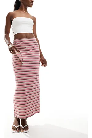 Pieces® Ribbed maxi skirt in stripe