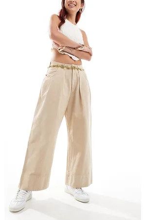Free People Low-rise barrel jeans in taupe